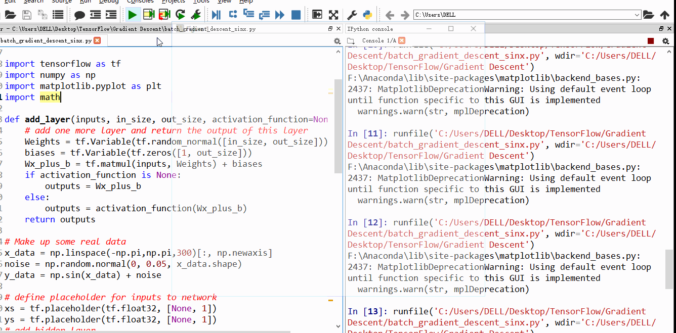 batch gradient descent sinx